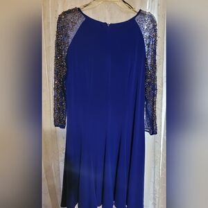 Leslie Fay formal party dress w/ beaded sleeves Size 16